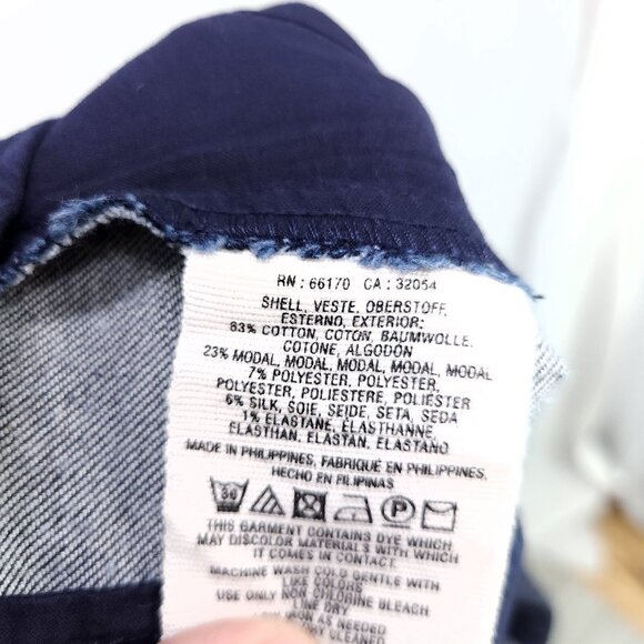 Anthropologie Jeans Women 8 The Essential Crop Flare Blue Denim Dark Zip Pockets - Picture 12 of 13